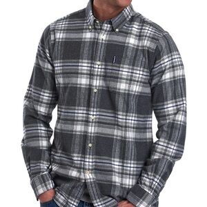 BARBOUR GREY PLAID FLANNEL BUTTON UP SHIRT Men’s M